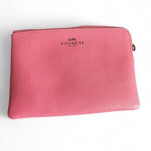 Coach Pebbled Leather Corner Zip Wristlet - Dragon Fruit Pink